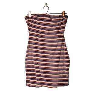 Polly | Strapless mini Bodycon ribbed dress striped dress •